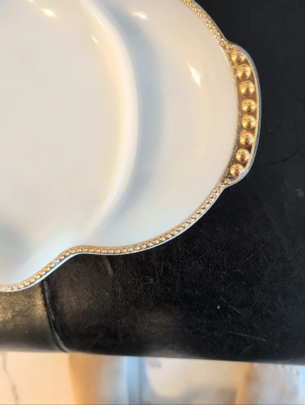 Fire King White & Gold Porcelain Divided Serving Dish Relish 50s